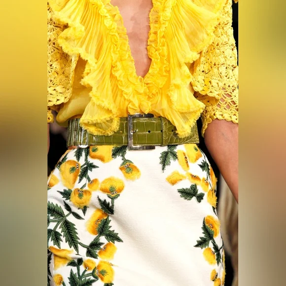 $3.600 NEW OSCAR DE LA RENTA STUNNING FLORAL SILK EMBROD RUNWAY SKIRT US 10